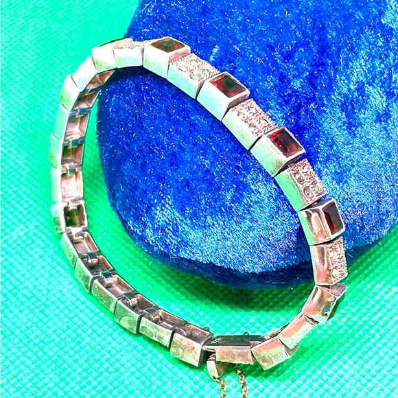Sterling Garnet and Marcasite Bracelet